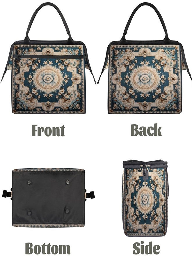 cfpolar Carpet Flowers Patterns Gym Bag for Women Men, Travel Sports Duffel Bag with Trolley Sleeve, Waterproof Sports Gym Bags Weekender Overnight Carry On Tote Bags for Travel Sport - Image 5